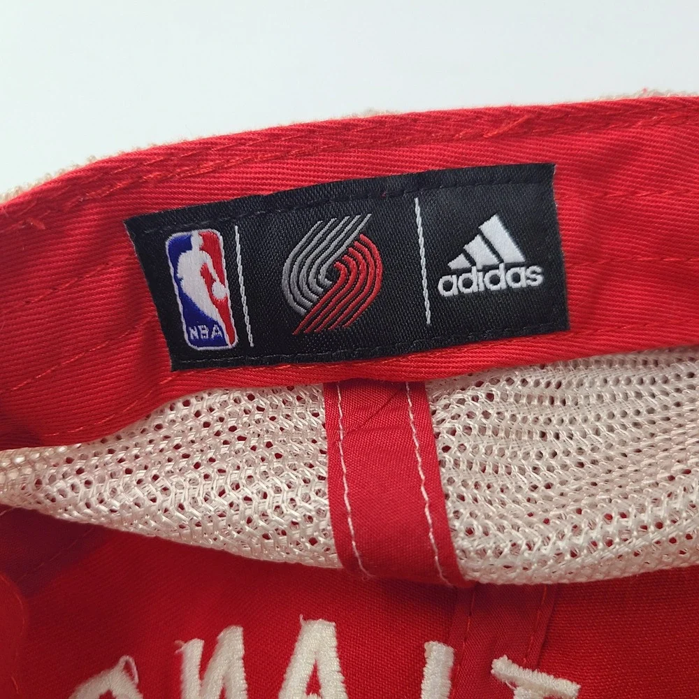 Portland Trail Blazers Hat Snapback Trucker Mesh Adidas Red White Beige NBA Men